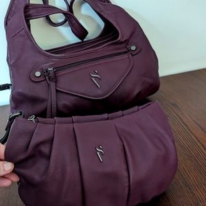 Simply Vera Vera Wang matching purse and clutch burgundy wine color